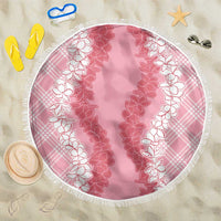 Hawaii Aloha Plumeria Lei Pink Palaka Beach Blanket - Polynesian Pride