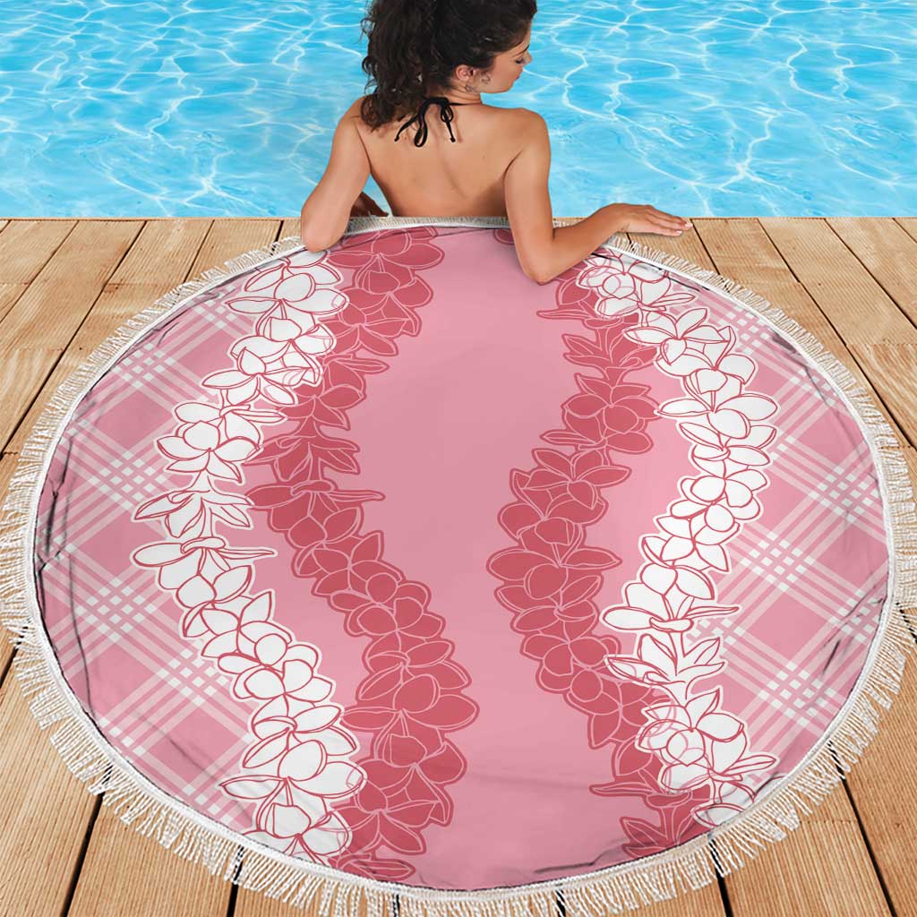 Hawaii Aloha Plumeria Lei Pink Palaka Beach Blanket - Polynesian Pride