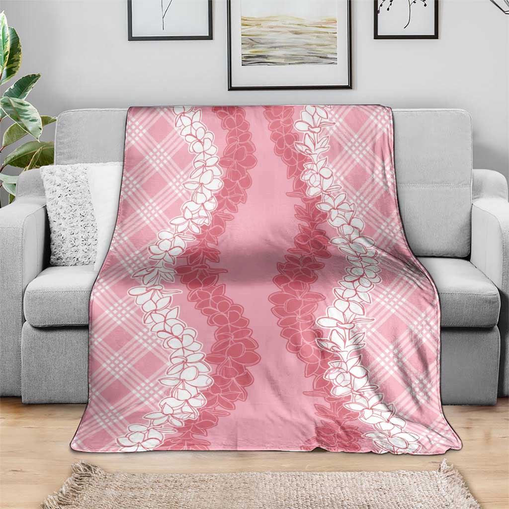 Hawaii Aloha Plumeria Lei Pink Palaka Blanket - Polynesian Pride
