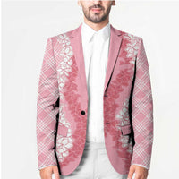 Hawaii Aloha Plumeria Lei Pink Palaka Blazer - Polynesian Pride