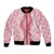 Hawaii Aloha Plumeria Lei Pink Palaka Bomber Jacket - Polynesian Pride