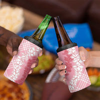 Hawaii Aloha Plumeria Lei Pink Palaka 4 in 1 Can Cooler Tumbler - Polynesian Pride