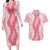 Hawaii Aloha Plumeria Lei Pink Palaka Couples Matching Long Sleeve Bodycon Dress and Hawaiian Shirt - Polynesian Pride