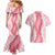 Hawaii Aloha Plumeria Lei Pink Palaka Couples Matching Mermaid Dress and Hawaiian Shirt - Polynesian Pride