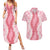 Hawaii Aloha Plumeria Lei Pink Palaka Couples Matching Summer Maxi Dress and Hawaiian Shirt - Polynesian Pride