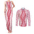 Hawaii Aloha Plumeria Lei Pink Palaka Couples Matching Tank Maxi Dress and Long Sleeve Button Shirt - Polynesian Pride