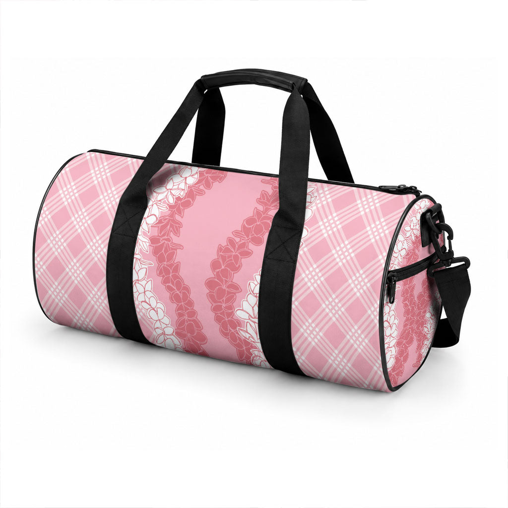 Hawaii Aloha Plumeria Lei Pink Palaka Duffle Bag
