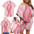 Hawaii Aloha Plumeria Lei Pink Palaka Family Matching Off Shoulder Short Dress and Hawaiian Shirt - Polynesian Pride