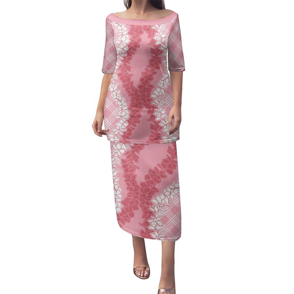Hawaii Aloha Plumeria Lei Pink Palaka Family Matching Puletasi and Hawaiian Shirt - Polynesian Pride