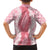Hawaii Aloha Plumeria Lei Pink Palaka Family Matching Short Sleeve Bodycon Dress and Hawaiian Shirt - Polynesian Pride