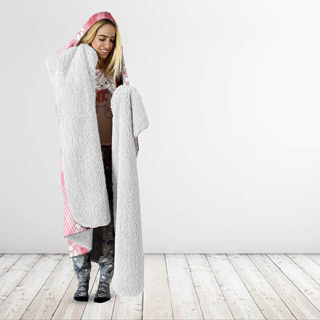 Hawaii Aloha Plumeria Lei Pink Palaka Hooded Blanket - Polynesian Pride