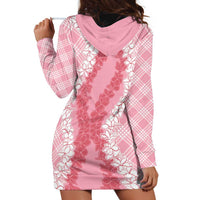 Hawaii Aloha Plumeria Lei Pink Palaka Hoodie Dress - Polynesian Pride