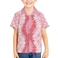Hawaii Aloha Plumeria Lei Pink Palaka Kid Hawaiian Shirt - Polynesian Pride