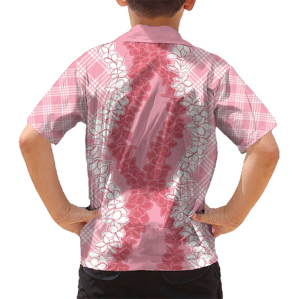 Hawaii Aloha Plumeria Lei Pink Palaka Kid Hawaiian Shirt - Polynesian Pride
