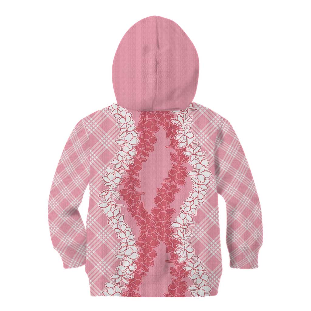 Hawaii Aloha Plumeria Lei Pink Palaka Kid Hoodie - Polynesian Pride