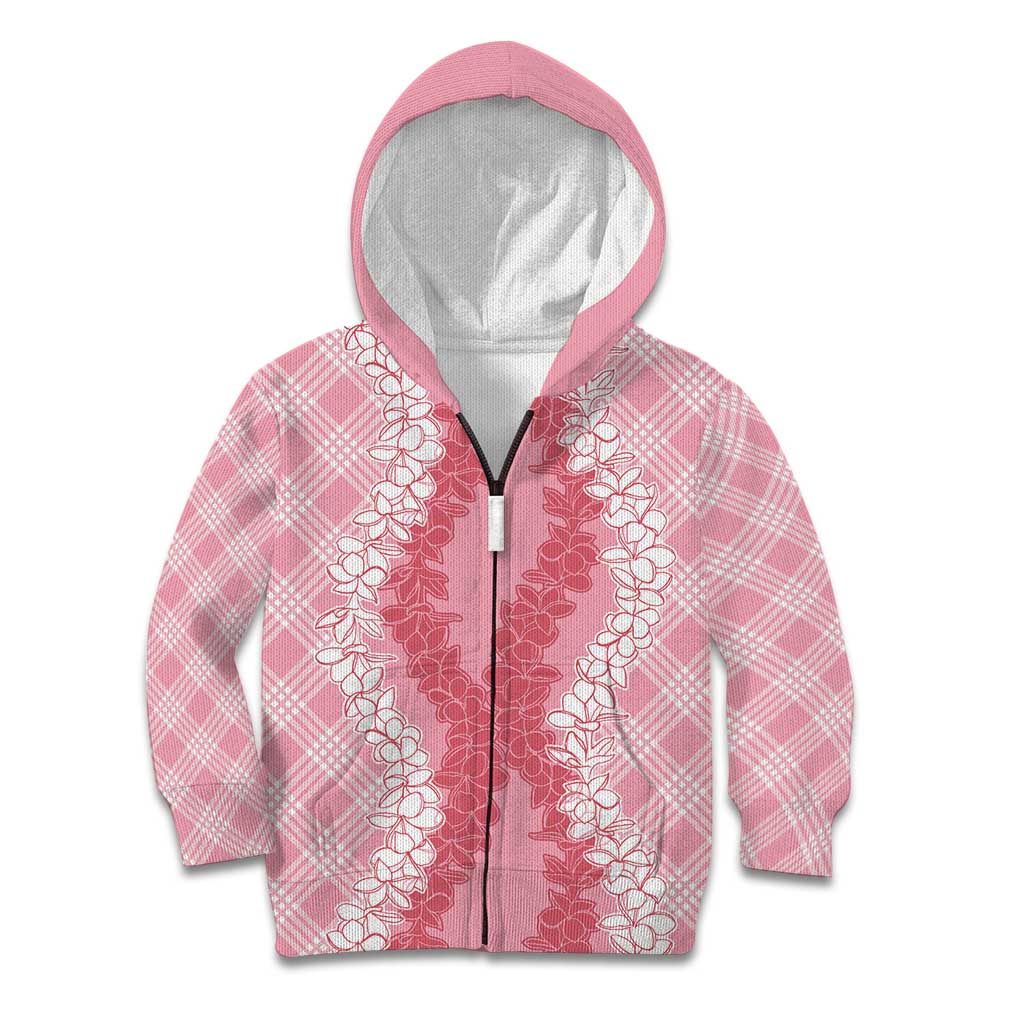 Hawaii Aloha Plumeria Lei Pink Palaka Kid Hoodie - Polynesian Pride