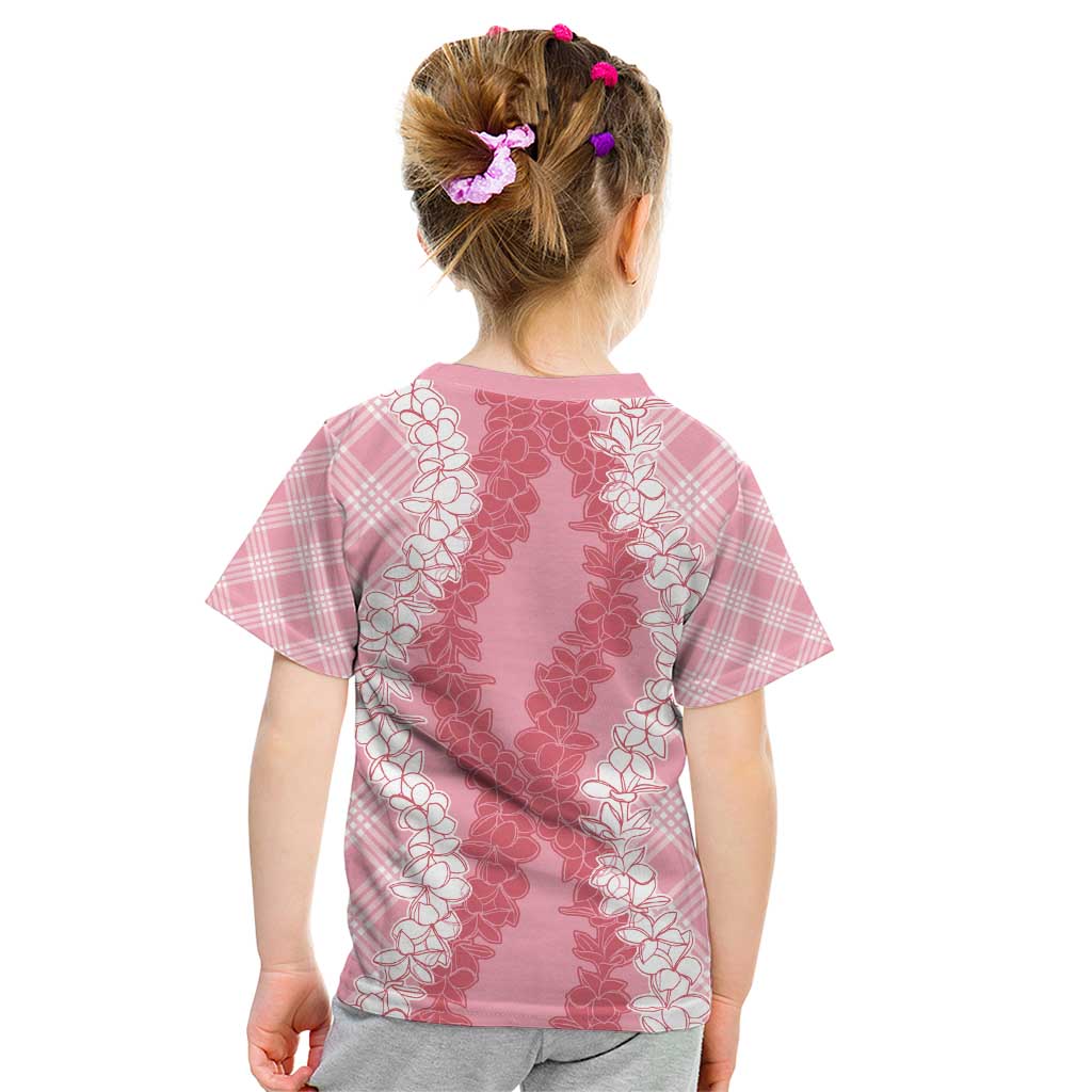 Hawaii Aloha Plumeria Lei Pink Palaka Kid T Shirt - Polynesian Pride