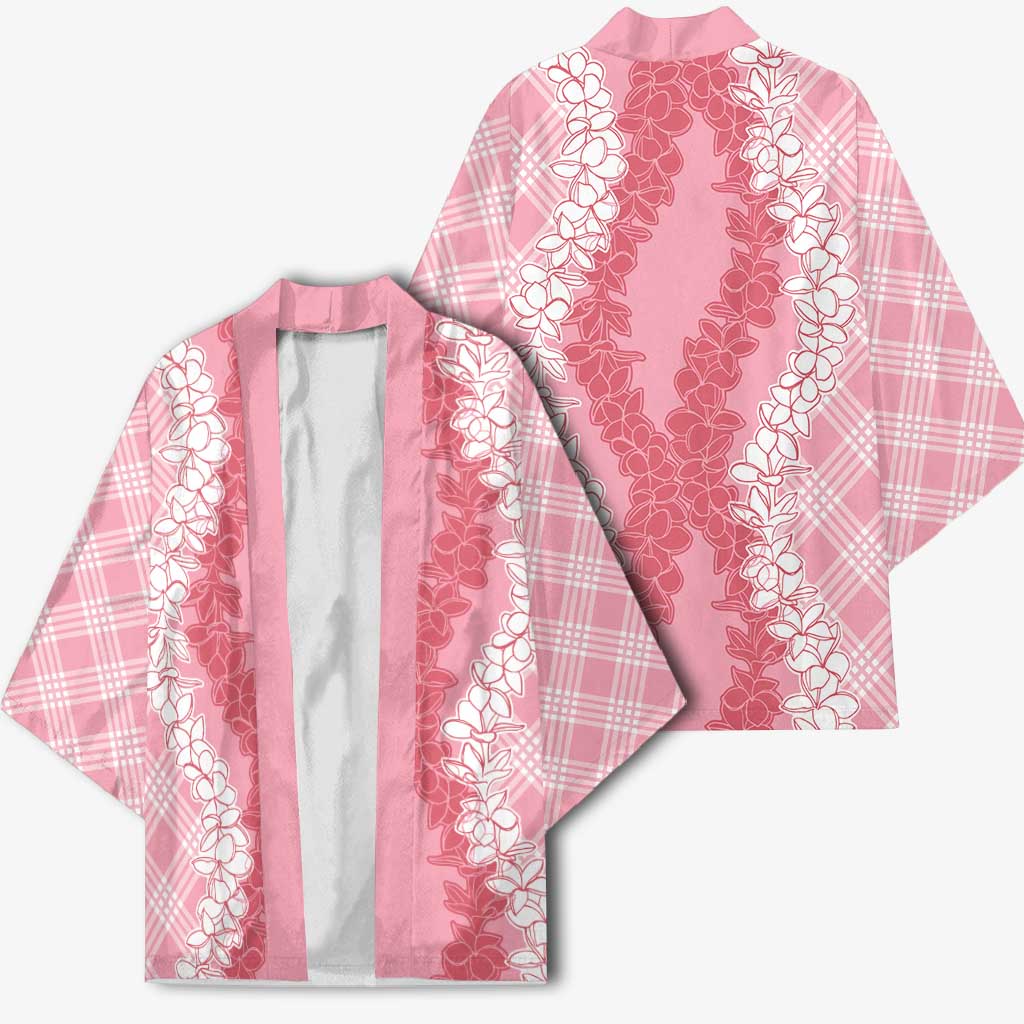 Hawaii Aloha Plumeria Lei Pink Palaka Kimono - Polynesian Pride