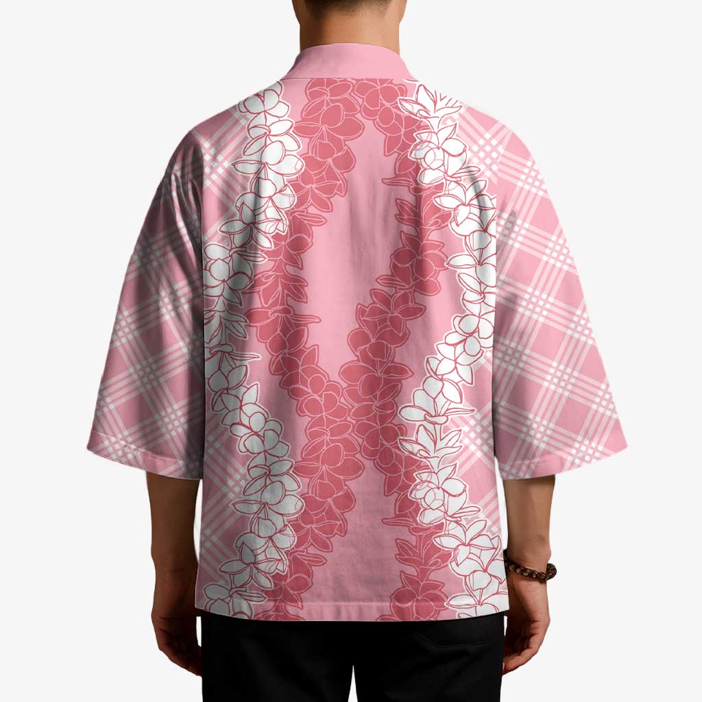 Hawaii Aloha Plumeria Lei Pink Palaka Kimono - Polynesian Pride