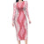 Hawaii Aloha Plumeria Lei Pink Palaka Long Sleeve Bodycon Dress - Polynesian Pride