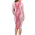 Hawaii Aloha Plumeria Lei Pink Palaka Long Sleeve Bodycon Dress - Polynesian Pride