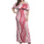 Hawaii Aloha Plumeria Lei Pink Palaka Off Shoulder Maxi Dress - Polynesian Pride