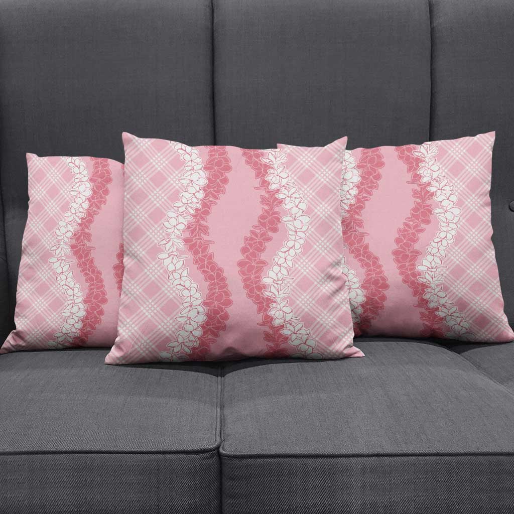 Hawaii Aloha Plumeria Lei Pink Palaka Pillow Cover - Polynesian Pride