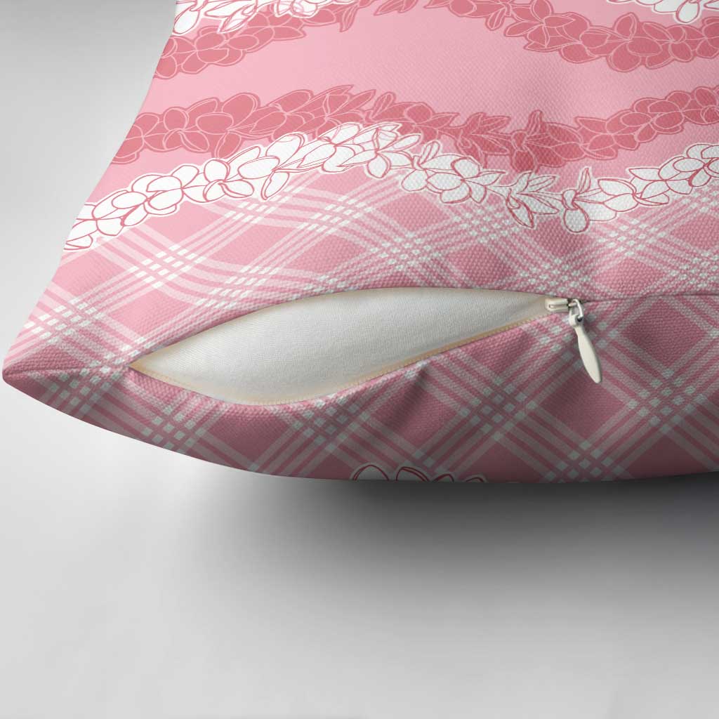 Hawaii Aloha Plumeria Lei Pink Palaka Pillow Cover - Polynesian Pride