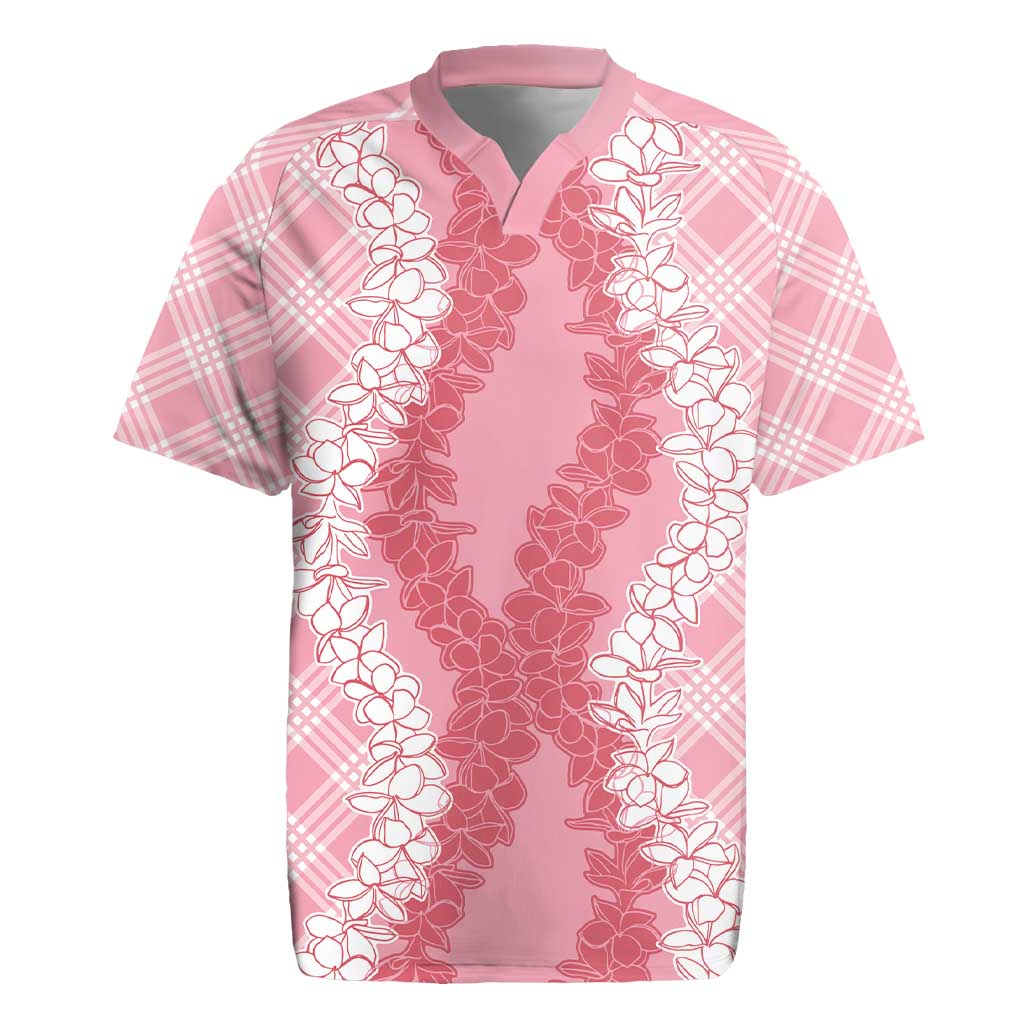Hawaii Aloha Plumeria Lei Pink Palaka Rugby Jersey - Polynesian Pride