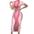 Hawaii Aloha Plumeria Lei Pink Palaka Short Sleeve Bodycon Dress - Polynesian Pride