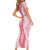 Hawaii Aloha Plumeria Lei Pink Palaka Short Sleeve Bodycon Dress - Polynesian Pride