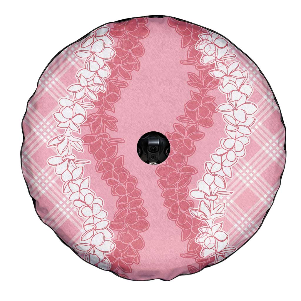 Hawaii Aloha Plumeria Lei Pink Palaka Spare Tire Cover - Polynesian Pride