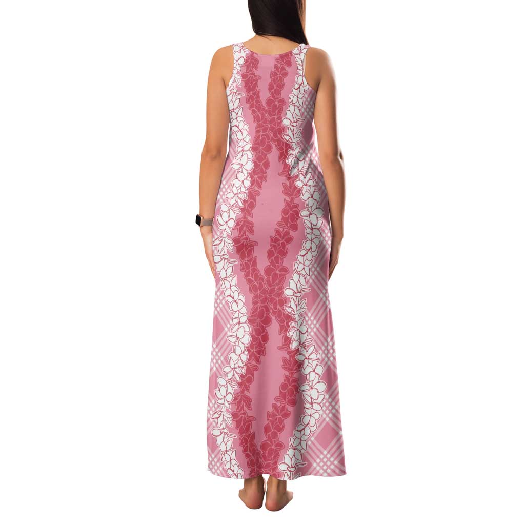 Hawaii Aloha Plumeria Lei Pink Palaka Tank Maxi Dress - Polynesian Pride