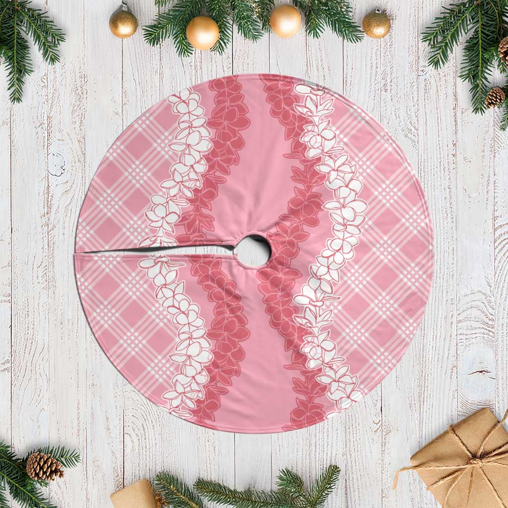 Hawaii Aloha Plumeria Lei Pink Palaka Tree Skirt - Polynesian Pride