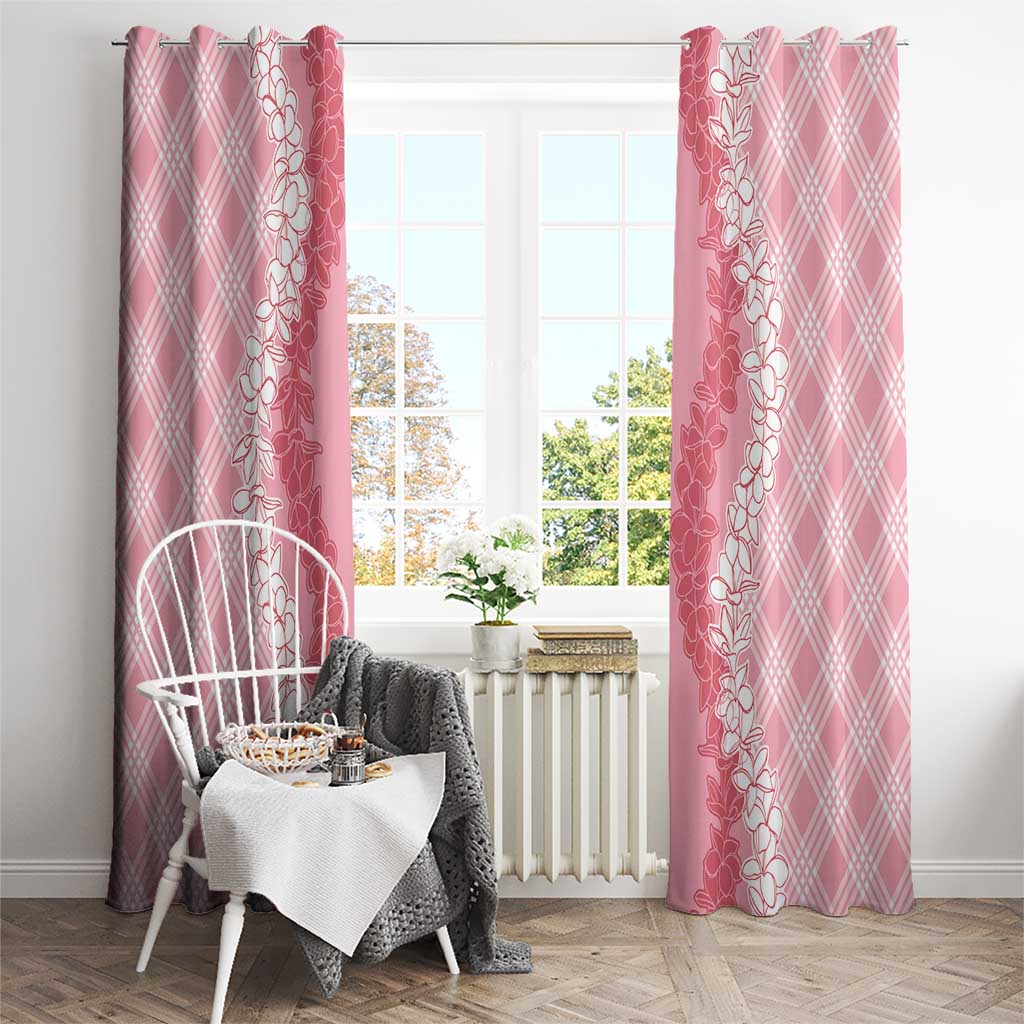 Hawaii Aloha Plumeria Lei Pink Palaka Window Curtain - Polynesian Pride
