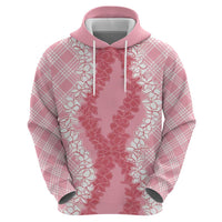Hawaii Aloha Plumeria Lei Pink Palaka Zip Hoodie - Polynesian Pride