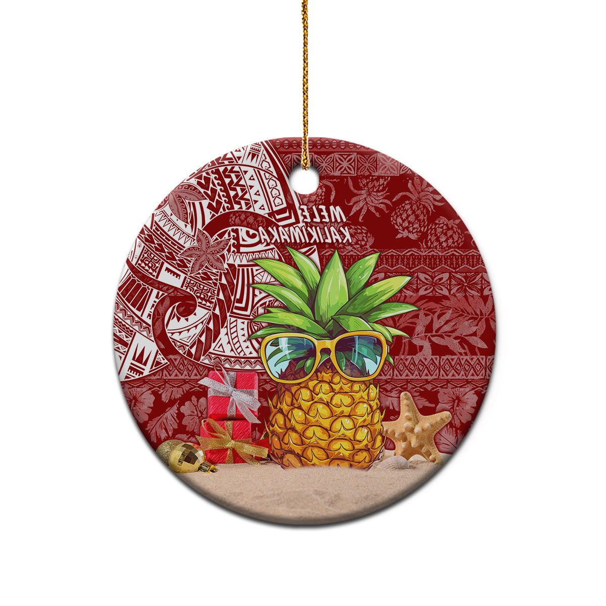 Mele Kalikimaka Hawaii Christmas Ceramic Ornament Pineapple Party LT7 - Polynesian Pride