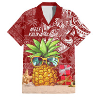 Mele Kalikimaka Hawaii Christmas Family Matching Summer Maxi Dress and Hawaiian Shirt Pineapple Party LT7 Dad's Shirt - Short Sleeve Red - Polynesian Pride