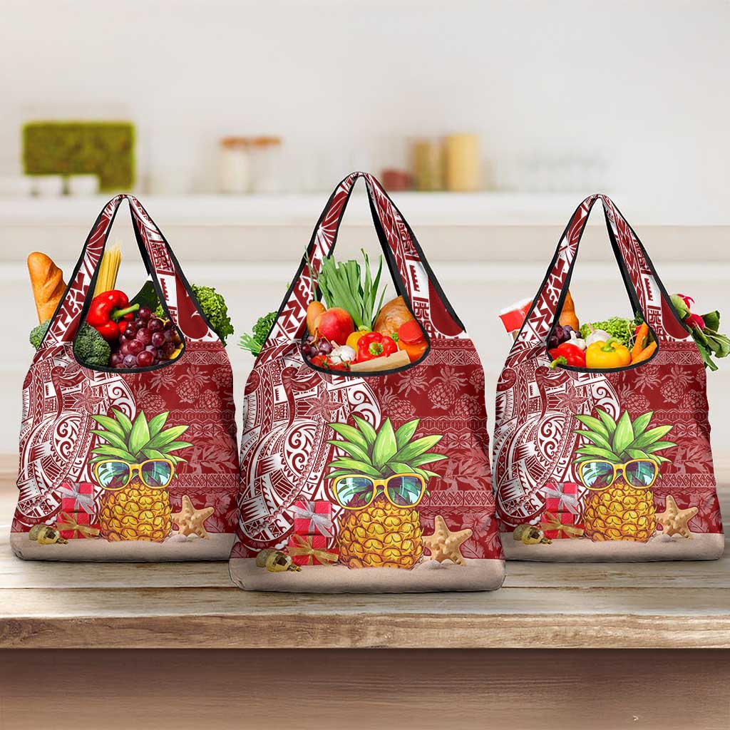 Mele Kalikimaka Hawaii Christmas Grocery Bag Pineapple Party