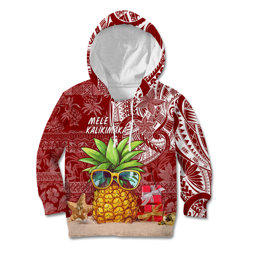 Mele Kalikimaka Hawaii Christmas Kid Hoodie Pineapple Party LT7 Hoodie Red - Polynesian Pride