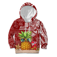 Mele Kalikimaka Hawaii Christmas Kid Hoodie Pineapple Party LT7 Hoodie Red - Polynesian Pride