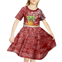 Mele Kalikimaka Hawaii Christmas Kid Short Sleeve Dress Pineapple Party LT7 - Polynesian Pride