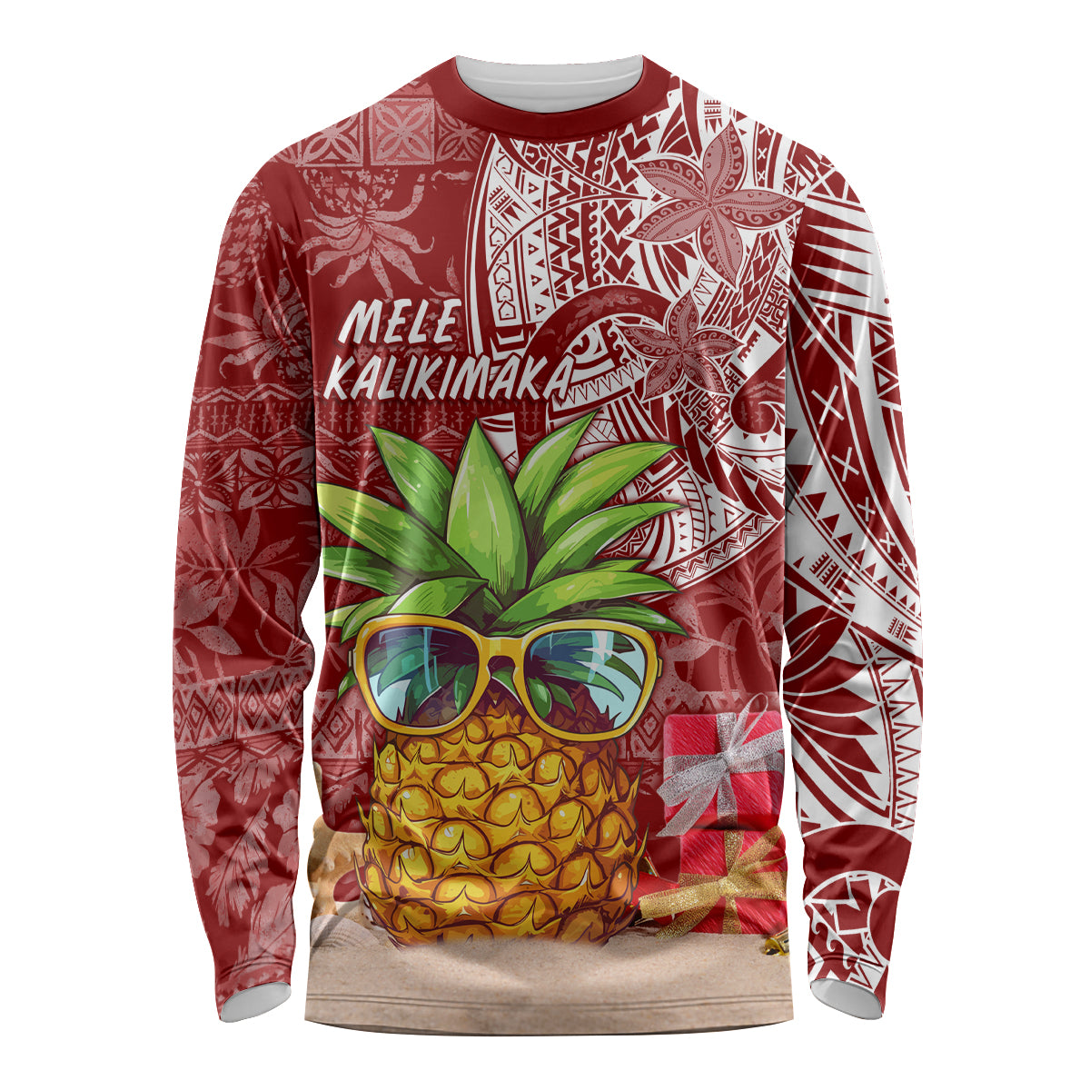 Mele Kalikimaka Hawaii Christmas Long Sleeve Shirt Pineapple Party LT7 Unisex Red - Polynesian Pride