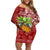 Mele Kalikimaka Hawaii Christmas Off Shoulder Short Dress Pineapple Party LT7 Women Red - Polynesian Pride