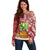 Mele Kalikimaka Hawaii Christmas Off Shoulder Sweater Pineapple Party LT7 Women Red - Polynesian Pride