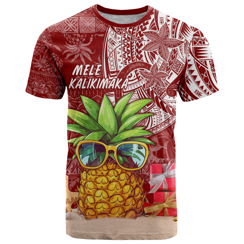 Mele Kalikimaka Hawaii Christmas T Shirt Pineapple Party LT7 Red - Polynesian Pride