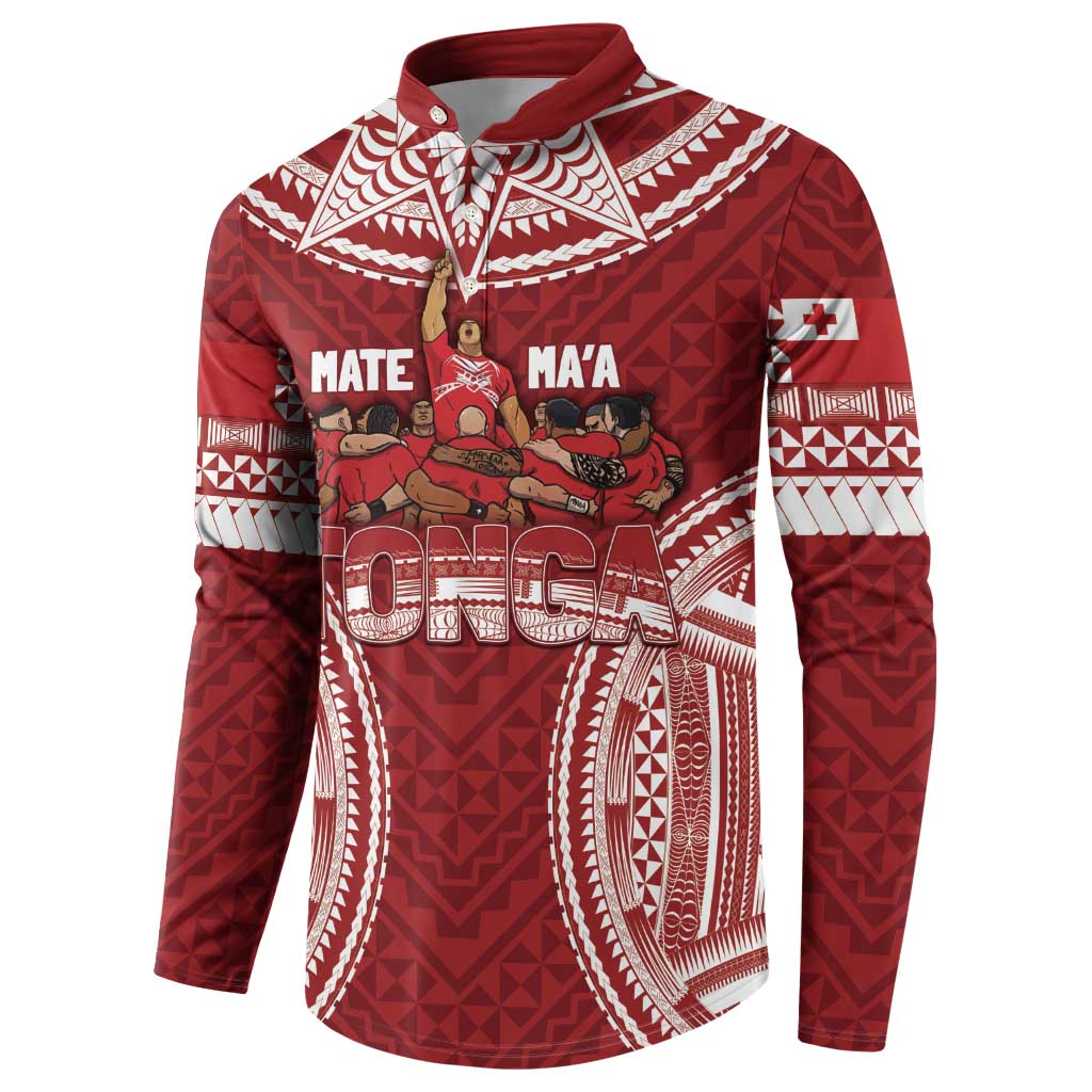 Personalized Mate Maa Tonga Rugby Button Sweatshirt Ofa Atu Tonga
