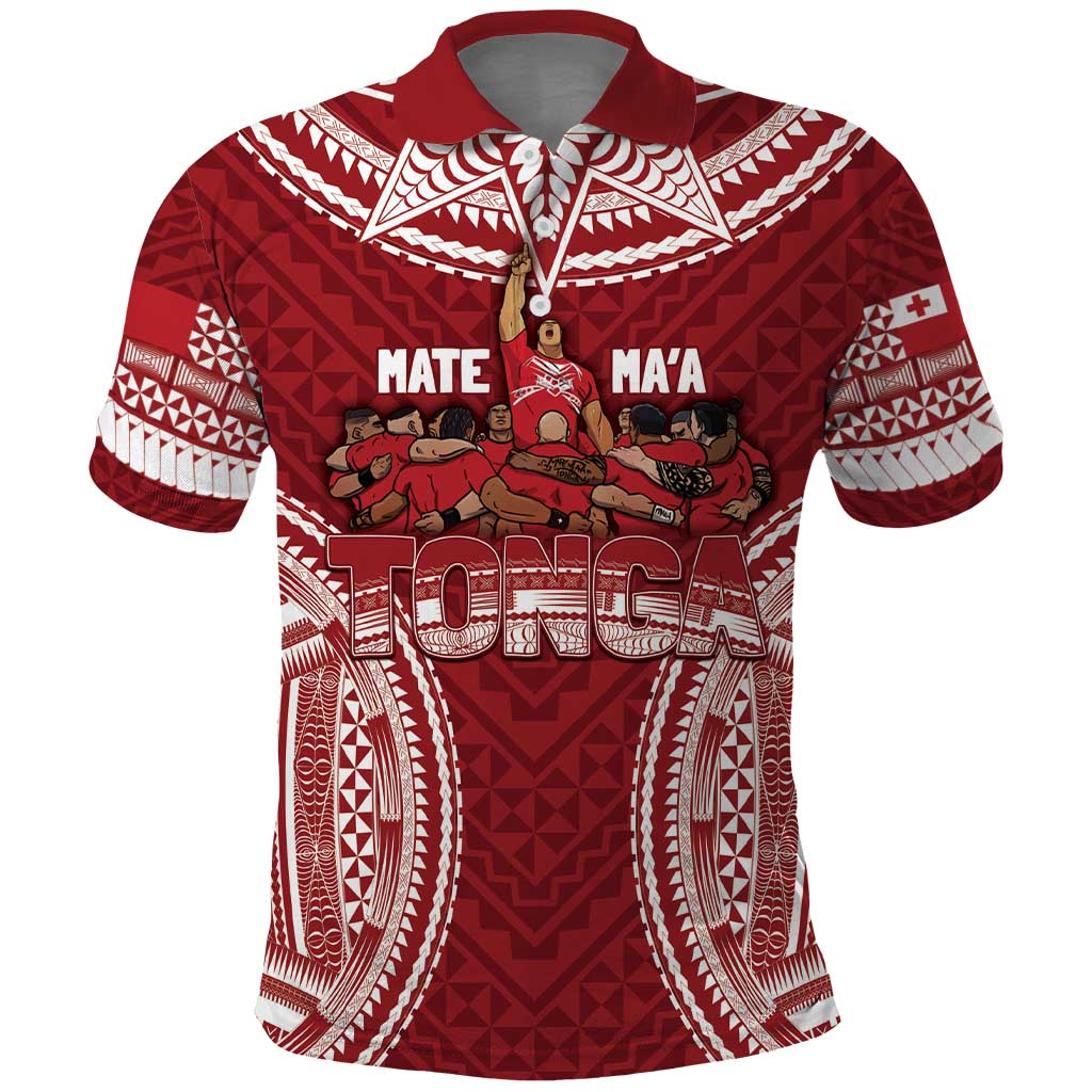 Personalized Mate Maa Tonga Rugby Polo Shirt Ofa Atu Tonga LT7 Red - Polynesian Pride