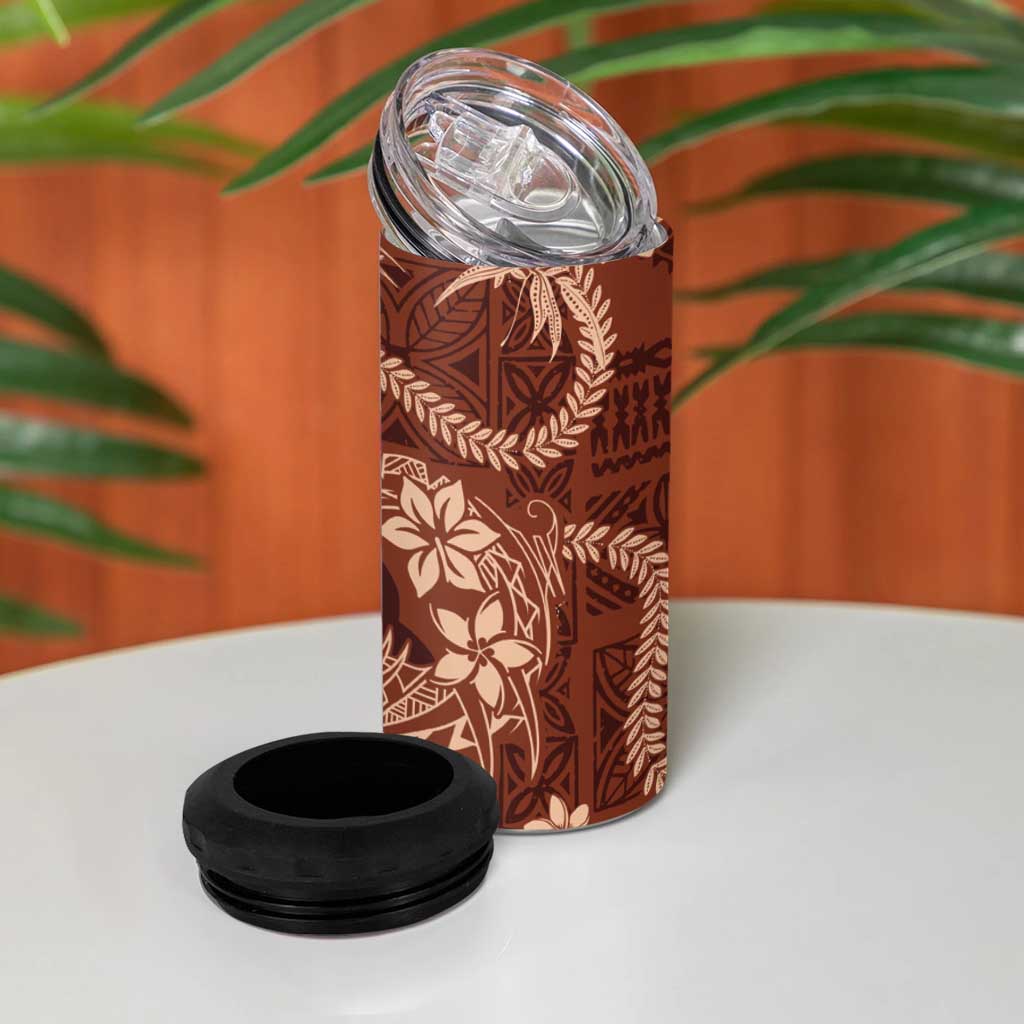 Hawaii Plumeria 4 in 1 Can Cooler Tumbler Hau'oli la Makuahine Sunburned