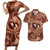 Hawaii Plumeria Couples Matching Short Sleeve Bodycon Dress and Hawaiian Shirt Hau'oli la Makuahine Sunburned LT7 Brown - Polynesian Pride